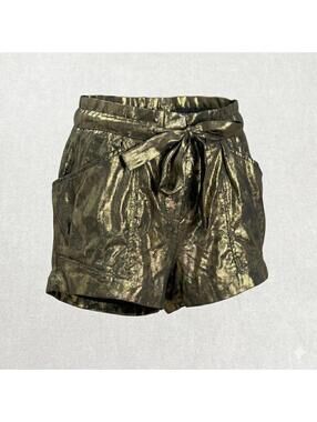BCBGMAXAZRIA Metallic Gold Sabina Shorts With Belt - Size 2
